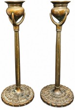 Pair Tiffany Era Bronze Art Nouveau 12