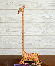 Vintage Hand-Painted Metal Reclining Giraffe Figurine – Made in India 1980s/90s picture