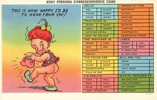 Vintage Postcard Busy Person's Correspondence Card Happy Kid No Underwear picture