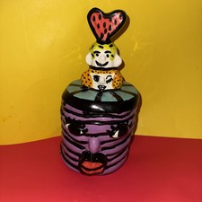 Jerilynn Babroff 12” Cookie Jar Face Vase Signed Heart Lid Modern Art Pottery picture