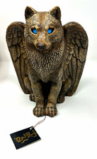  Vintage Windstone Editions Spirit Wolf Candle Lamp M Pena 2012 Blue Eyes w/ Tag picture