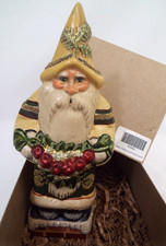 2014 Vaillancourt Folk Art Ivory Santa Christmas Chalkware Figurine #57 In Box picture
