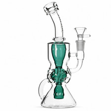 9 INCH Fab Egg Recycler Water Pipe Assorted Color Glass Hookah Beaker USA picture