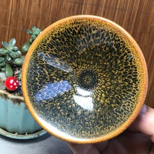 Handmade Yellow Hare‑Fur Jian Zhan Teacup Ceramic Tea Bowl for Collection A7226 picture