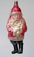 VTG Antique Glass SANTA Chenille Legs Boots Figurine Christmas Ornament Germany picture