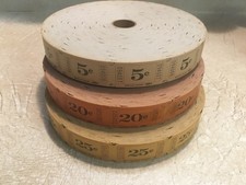 3 Vintage/antique amusement park ticket Roll 5 20 25 Cent Tickets New Lot Of 3 picture