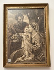 Antique Holy Family Mary Jesus & Joseph Framed Print Hand Colored picture