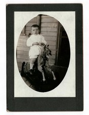 ANTIQUE  Boy CHILD on Wood ROCKING Horse CABINET CARD Photo #20 picture