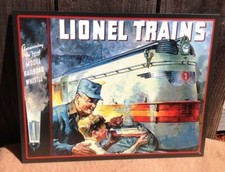 Lionel 1935 Train Engine Cover Sign Tin Vintage Garage Bar Decor Old  picture
