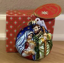 NIB Christopher Radko “A Holy Night Gem” Nativity Glass Christmas Ornament picture