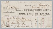 1879 Albany NY Antique Billhead Invoice Herrick Freeman Smith Boots Shoes Rubber picture