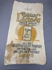 Vintage 1940s Peebles Lacto-G Dried Whey Poultry Feed Sack San Francisco CA picture
