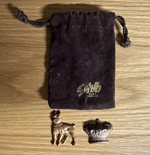 2pc Metal Pinback Pins Lot - Dog & Crown - Includes Black Drawstring Pouch picture