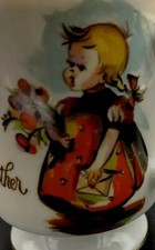 Vintage Coffee Mug Grandmother Porcelain painted Gold 