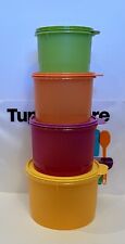 Tupperware Stacking Nesting Canisters 4 Pcs Storage Containers Purple Yellow NEW picture