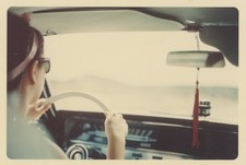 Woman Driving Classic Car Dashboard Interior View VTG Photo 1960s picture