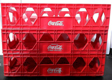 3 Vintage Red Plastic Coca-Cola Stackable Soda Crates very good cond.  picture