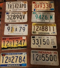 10 Vintage Indiana License Plate Lot Tag Mancave Wall Decor Project Art 70 80 90 picture