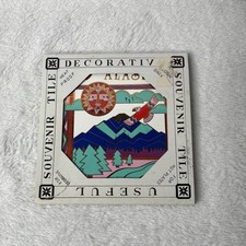 Vintage Southwest Souvenir Ceramic Tile Trivet Sun Bird Mountains Taiwan NOS picture