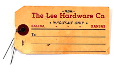 RARE H.D. HD Lee Mercantile Hardware Salina Kansas KS Shipping Tag picture