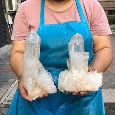 2pcs 4.64LB Natural White Quartz Crystal Cluster Rough Specimen Healing picture
