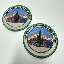 Vintage Maricopa County Parks & Recreation Patch Lot of 2 Arizona Saguaro Woven picture
