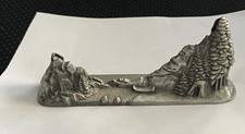 Vintage Kirk Stieff Pewter Camping Trees Canoe Picture Photo Frame Holder 5 X 7 picture