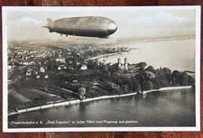 1933 LZ127 Graf Zeppelin In Flight over Friedrichshafen RPPC Real Photo Postcard picture