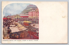 Champlain Market Quebec Canada Postcard Citadel Horse Carriage Street Scene picture