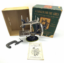 Antique 1920s SINGER 20 Toy Sewing Machine Box Manual Clamp & Rare Needle Tool  picture