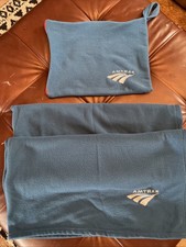 Amtrak Travel Blanket Zippered Carrying Case Fleece Railroad Amtrack Logo Blue picture