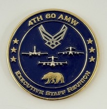 USAF Travis Air Force Base Military 4th 60 AMW Team Vtg Medal Challenge Coin picture