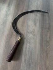 Antique English No. 3 Billhook Sickle Hedging Hook Wood Handle Marked ENGLAND 3 picture