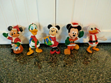 5 Vtg Walt Disney Mickey, Minnie, Donald Christmas Flocked/Plastic Ornaments picture