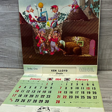 Ken Lloyd Jeweler 1954 Advertising Calendar Multicolor Collectible with Elves picture