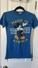 Vintage 80s Mickey Mouse Made In America Disney T Shirt Blue Single Stitch USA picture