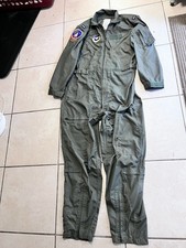 Vintage USAF CWU-27/P Flight Suit 44L Sage Green Aramid Coveralls Patches picture