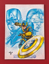 2022 Typhoon Cartoon Captain America/Cyclops Sketch Card 1/1 Franklim Teixeira picture