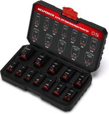 MIXPOWER 12 Pieces 3/8'' Drive Semi-Deep Impact Socket Set,12 Point,SAE,5/16