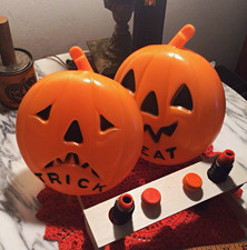 VTG. Halloween 2-Sided EMPIRE trick-O~Treat Lanterns/ Blowmold Flashlights picture