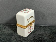 Vintage Artoria Limoges France Floral Porcelain Flip Open Trinket Box picture