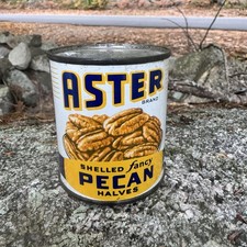 Vintage New Old Stock Sealed Aster Pecan Tin Can picture