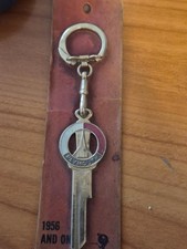 NOS Vintage Plymouth 1956 Emblem Logo Key Keychain Blank Uncut Accessory  picture