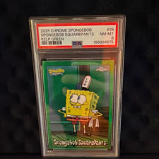 Topps 2025 Chrome SpongeBob SquarePants 🧽 - Kelp Green Parallel #25 PSA 8  picture