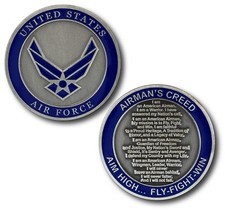 NEW USAF U.S. Air Force The Airman's Creed Aim High Fly Fight Win Challenge Coin picture