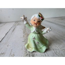 Vintage napco Japan Green Angel Stars figurine statue Xmas decor lady picture