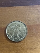 VTG Guardian Angel Double Sided Gold Tone Medal Token picture