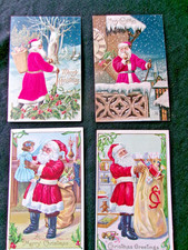 4 Antique Santa Claus Christmas Postcards Victorian Children~Toys~EMBOSSED picture