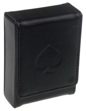 Black Single Deck Leather Playing Card Case Holder Poker Bridge Magnetic Storage picture