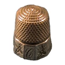 Antique Sterling Silver  Sewing Thimble Monogram C Marked STERLING C&B picture